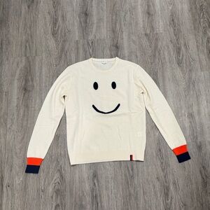 KULE Cream Sweater with Smiley Face and Colorful Cuffs